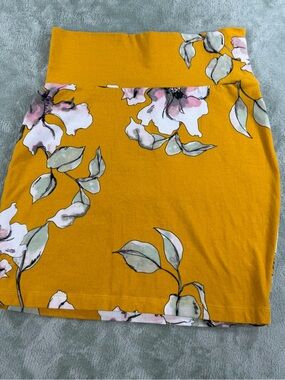 Charlotte Russe Mustard Yellow Floral Pencil Skirt